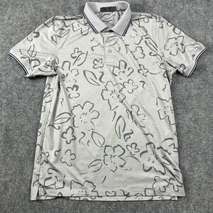 G/FORE Polo Shirt‎ Mens Medium Gray Floral Print Golf Stretch Performance